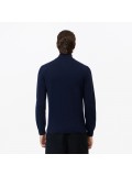 Lacoste Men's High Zipped Neck Cotton Sweater In Navy Blue - AH1980 00 166