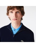 Lacoste Men's High Zipped Neck Cotton Sweater In Navy Blue - AH1980 00 166