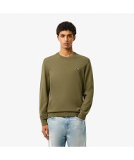 Lacoste Men's Cotton Crew Neck Sweater In Khaki Green AH-1985 00 BMY