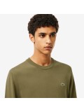 Lacoste Men's Cotton Crew Neck Sweater In Khaki Green AH-1985 00 BMY