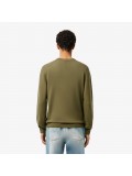 Lacoste Men's Cotton Crew Neck Sweater In Khaki Green AH-1985 00 BMY