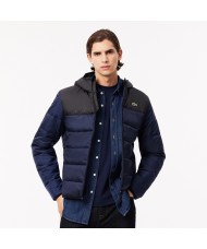 Lacoste Men’s Water-Repellent Quilted Puffed Jacket In Navy Blue & Black - BH6763 00 JB1