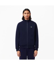 Lacoste Men's Zip-Up High Neck Fleece Sweatshirt In Navy Blue - SH9622 166