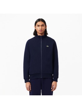 Lacoste Men's Zip-Up High Neck Fleece Sweatshirt In Navy Blue - SH9622 166