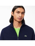 Lacoste Men's Zip-Up High Neck Fleece Sweatshirt In Navy Blue - SH9622 166