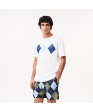 Lacoste Men's Heavy Cotton Argyle Print T-shirt In White - TH2810 00 001