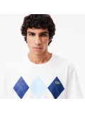 Lacoste Men's Heavy Cotton Argyle Print T-shirt In White - TH2810 00 001