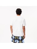 Lacoste Men's Heavy Cotton Argyle Print T-shirt In White - TH2810 00 001