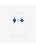 Lacoste Men's Heavy Cotton Argyle Print T-shirt In White - TH2810 00 001