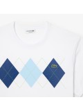 Lacoste Men's Heavy Cotton Argyle Print T-shirt In White - TH2810 00 001