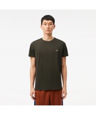 Lacoste Men's Crew Neck Pima Cotton Jersey T-shirt In Dark Khaki Green - TH6709 00 L7A