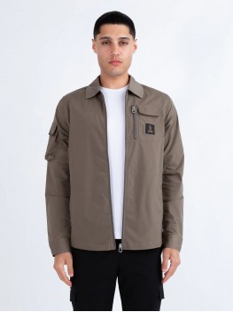 Luke Vietnam Zip Through Utility Jacket in Mushroom - M730750