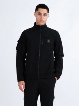 Luke Crater Technical Zip Through Utility Jacket in Black - M730752