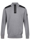 Luke Heddon Funnel Neck Half Zip Knitted Jumper in Grey Marl - M740650