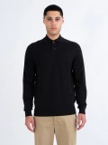 Luke Fairbanks Long Sleeve Knit Polo Shirt In Black - M770652