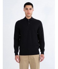 Luke Fairbanks Long Sleeve Knit Polo Shirt In Black - M770652