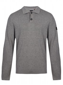 Luke Fairbanks Long Sleeve Knit Polo Shirt In Grey - M770652