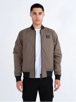 Luke Suzhou Reversable Diamond Quilted Bomber Jacket in Mushroom - M770750 