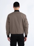 Luke Suzhou Reversable Diamond Quilted Bomber Jacket in Mushroom - M770750 