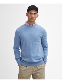 Barbour Essential Lambswool Crew Neck Sweater In Cool Blue - MKN0345BL55