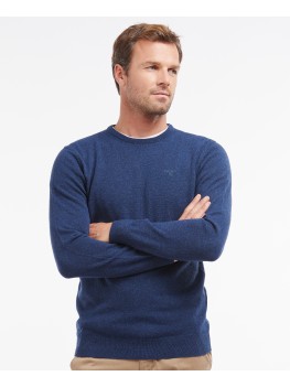 Barbour Essential Lambswool Crew Neck Sweater In Deep Blue - MKN0345BL71