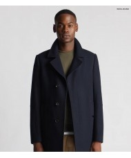 Remus Uomo Tailored Fit Overcoat In Navy Blue