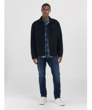 Replay Wool Blend Shirt Jacket In Navy Blue With Pockets - M8428 .000.84766