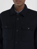 Replay Wool Blend Shirt Jacket In Navy Blue With Pockets - M8428 .000.84766