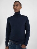 Replay Wool Blend Turtleneck Pullover In Deep Blue UK4464.000.G21901