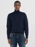 Replay Wool Blend Turtleneck Pullover In Deep Blue UK4464.000.G21901