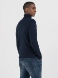 Replay Wool Blend Turtleneck Pullover In Deep Blue UK4464.000.G21901