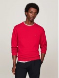 Tommy Hilfiger Crew Neck Flag Embroidery Jumper In Red - MW0MW14748XLG