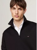 Tommy Hilfiger Quarter-Zip Intechno Knit Sweatshirt In Black - MW0MW36510BDS