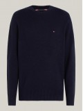 Tommy Hilfiger Pure New Wool Crew Neck Sweater In Navy Blue- MW0MW36535DW5