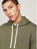 Tommy Hilfiger Flag Embroidery Terry Hoody In Battle Green - MW0MW37230 PLI