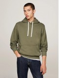 Tommy Hilfiger Flag Embroidery Terry Hoody In Battle Green - MW0MW37230 PLI