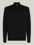 Tommy Hilfiger Quarter-Zip Mock Turtleneck Jumper In Black - MW0MW37331BDS