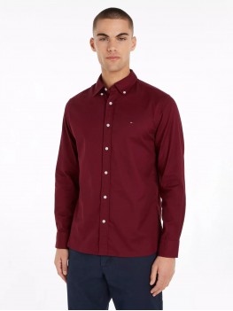 Tommy Hilfiger Flex Brushed Solid Rf Shirt - In Deep Rouge - MW0MW36824 VLP