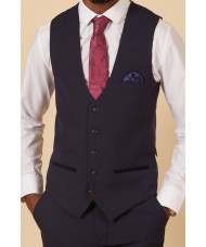 Marc Darcy "Bromley" Single Breasted Navy Blue Check Waistcoat