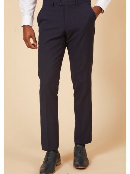 Marc Darcy "Bromley" Slim Fit Navy Check Trousers In Blue