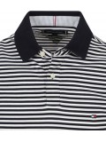 Tommy Hilfiger 1985 Collection Stripe Pique Polo In Navy Blue & White 