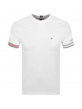 Tommy Hilfiger Crew Neck T-Shirt With Flag Cuff Logo In White - Style MW0MW34430 YBR