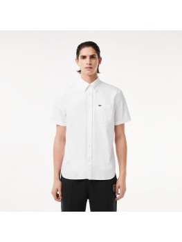 Lacoste Men's Regular Fit Short Sleeve Oxford Shirt In White - CH1917 00