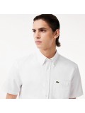 Lacoste Men's Regular Fit Short Sleeve Oxford Shirt In White - CH1917 00