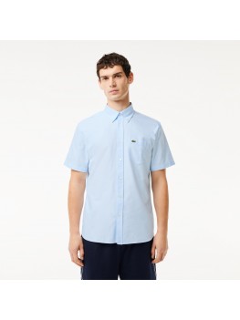 Lacoste Men's Regular Fit Short Sleeve Oxford Shirt In Light Blue - CH1917 F6Z