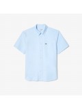 Lacoste Men's Regular Fit Short Sleeve Oxford Shirt In Light Blue - CH1917 F6Z