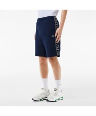 Lacoste Logo Stripe Fleece Jogger Short In Navy Blue - GH7397-00