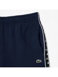 Lacoste Logo Stripe Fleece Jogger Short In Navy Blue - GH7397-00