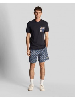 Lyle & Scott Floral Print Resort Swim Shorts In Navy Blue - SH2016V