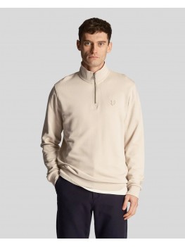 Lyle & Scott Tonal Eagle 1/4 Zip Sweatshirt In Stone - ML2022 W870